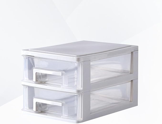 Portable Two Storage Cabinet Drawers Stackable Storage Organizer Multifunctional Desktop Storage Case Office Bedroom Bathroom Craft Supplies Transparent