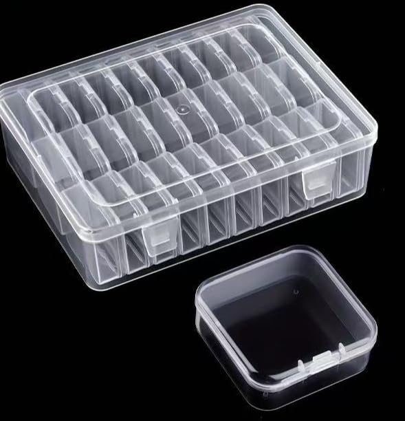 Transparent small square box 30 grid home storage box home desktop plastic storage box jewelry box