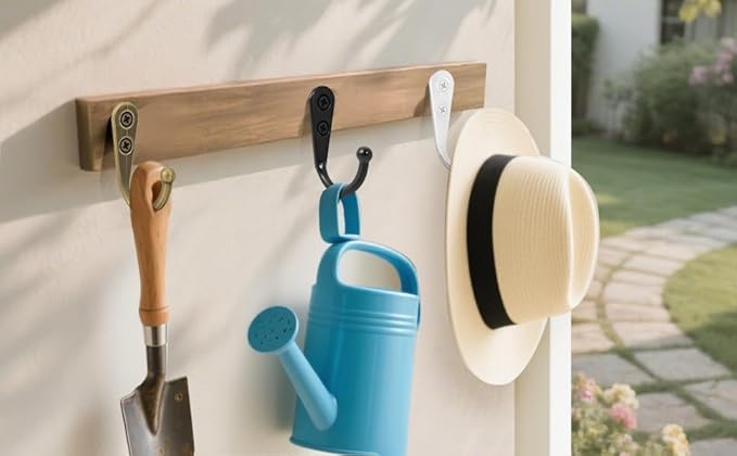 20 Pcs Small Key Hooks for Hanging, Key Holder, Wall Mount Hook with Stainless Steel Screws, Command Hooks Utility Hangers for Key, Hat, Cup, Coat, Picture (White)