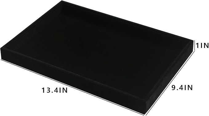 Coward 2Pcs/Set Black Velvet Stackable Jewerlry Organizer Tray Velvet Blank Tray Holder for Beads Bracelets Necklaces Earrings Store Selling or Home Show
