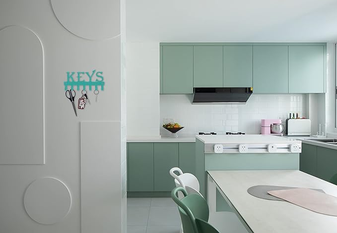 FairyCity Keys Holder for Wall Metal Vintage Keys Hook-25cm*12.8cm Home Decor Key Hanger Decorative with 7 Hooks,Blue