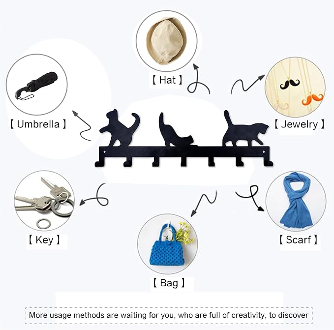 Key Holder for Wall Decorative, Metal Key Holder, Key Organizer for Wall Mount, Hanging Key Rack with 7 Hooks, Key Hooks for Hallway Entryway Office Kitchen Farmhouse