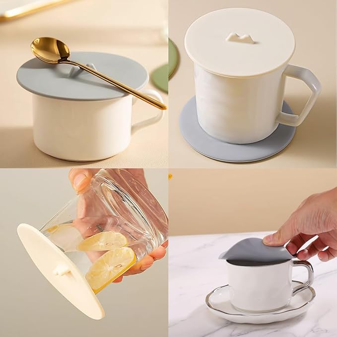 6 PCS Silicone Cup Covers Silicone Cup Lids Anti-dust Airtight Seal Lids Silicone Mug Cover Creative Mug Lids Reusable Silicone Coffee and Tea Cup Lids for Mugs Tea Cups Coffee Cup