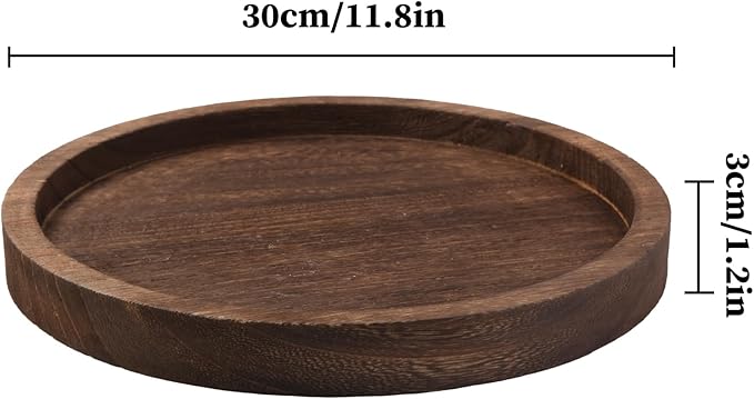 Wooden Decorative Tray Candle Holder Round Wood Tray Home Decor,Centerpieces Plates for Table centerpieces for CoffeeTable,Christmas Decor