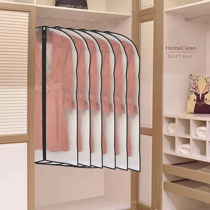 Garment Bags for Hanging Clothes 12 PCS Transparent Waterproof Dustproof Storage for Wardrobe Storage Suit Covers for Closet Clear Reuse Full Zipper for Costumes Suits Coats 24''x48''