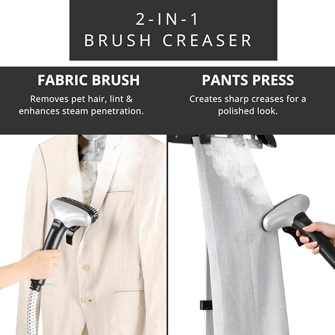 SALAV® Heavy Duty Smart Auto Shut-off Commercial Full-Size Garment Steamer, Beeping Alert when Water Runs out, Foot Pedal Control, XL 3L (101.5 oz) Tank, 1800 watts, 90+min of Continuous Steam, White