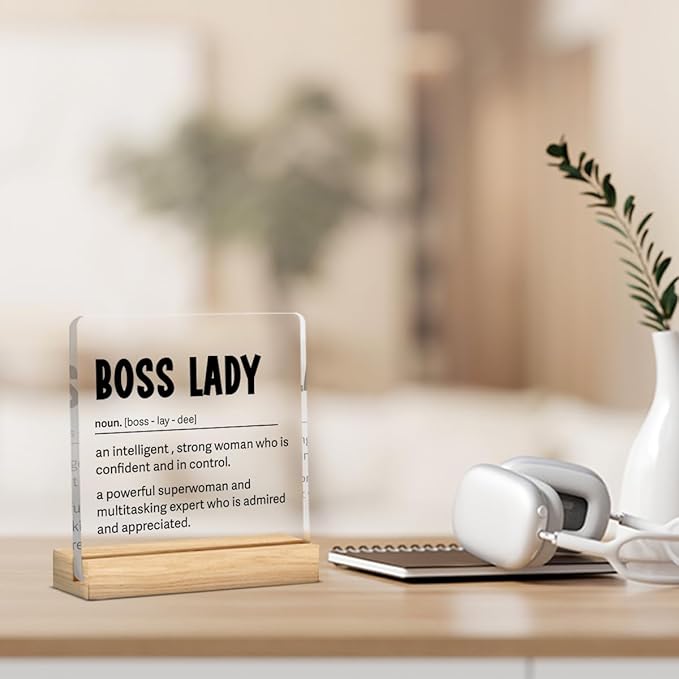 Funny Boss Gifts for Women Men Boss Lady Gifts for Women Office Decor Acrylic Plaque Leadership Thank You Manager Mentor Inspirational Gift 4x4 Inches