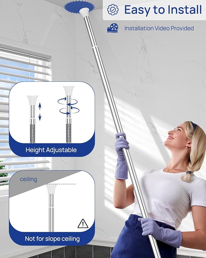 SEIRIONE Rustproof Shower Caddy Corner and Shower Organizer Corner for Bathroom,Corner Shower Caddy Tension Pole with 4 Adjustable Baskets for Shower Accessories, 34 to 116 Inch Height, Silver