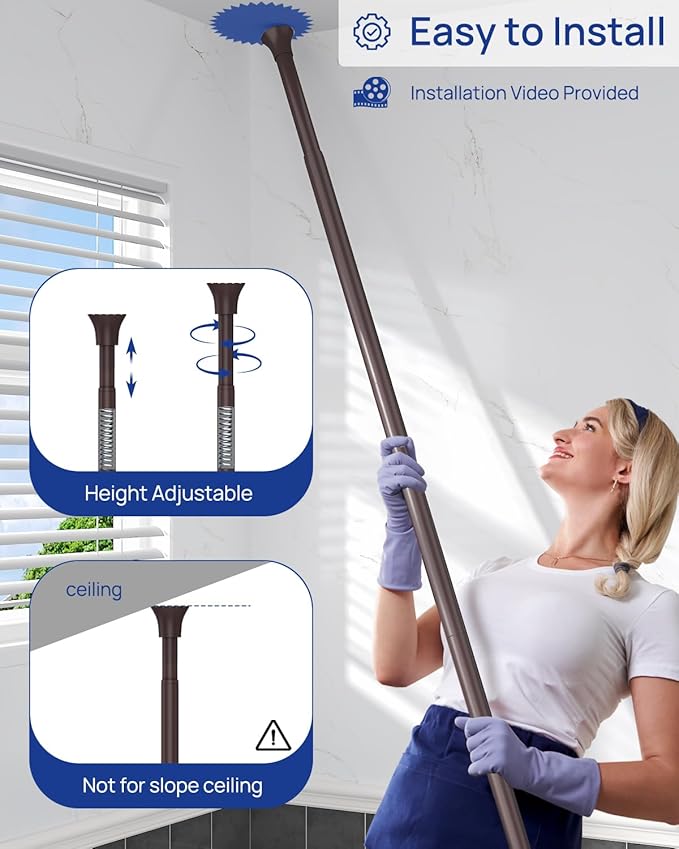 SEIRIONE Rustproof Shower Caddy Corner and Shower Organizer Corner for Bathroom,Corner Shower Caddy Tension Pole with 4 Adjustable Baskets for Shower Accessories, 34 to 116 Inch Height, Oil Bronze