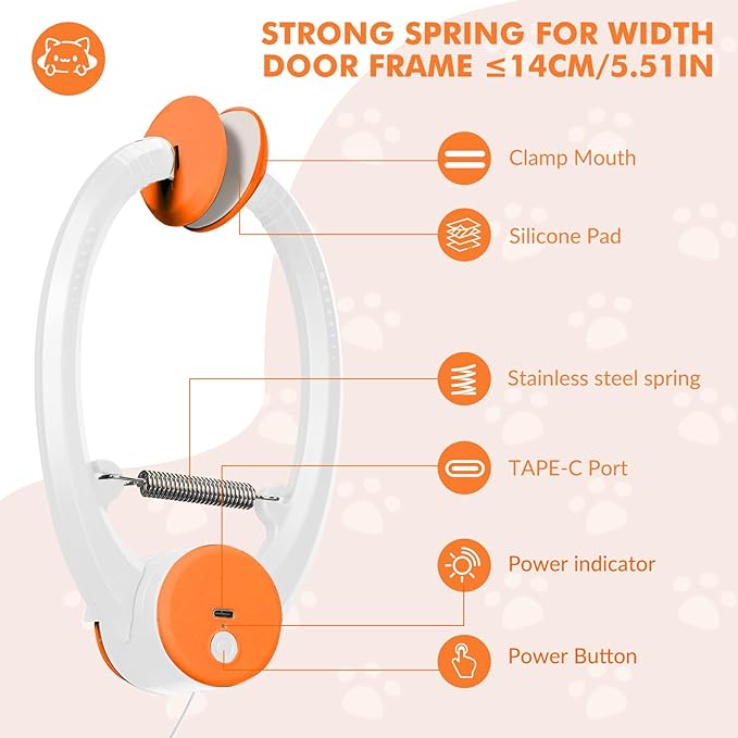 Interactive Cat Toys for Indoor Cats, Automatic Electric Flying Bird Feather Wand Toy, Best Kitten & Adult Cat Enrichment Toy Hanging Electric Kitty Toys for Bored Cats, Orange