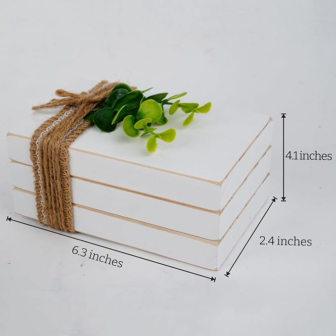 Mini Bible Scripture Book Stack, Farmhouse Christian Tiered Tray, Rustic Wooden Bead Tassels and Cross for Housewarming Gift (daztbible07)