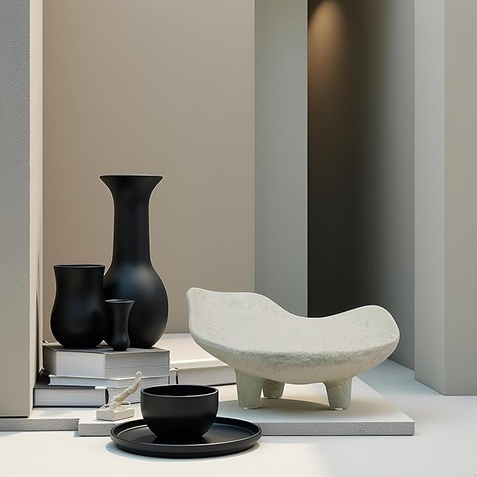 Braxio White Decorative Bowl with Sand Finish - Key Holder Bowl for Entryway Table, Modern Fruit Bowl for Kitchen Counter, Centerpiece Catch-All Bowl 10.5 x 10 x 5.5 Inch