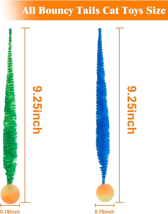 Mixed Bouncy Balls for Cats 5 Pack,Fuzzy Worm Cat Worm Toys with Ball,Magic Worm Bouncy Ball with Tail Cat Toy