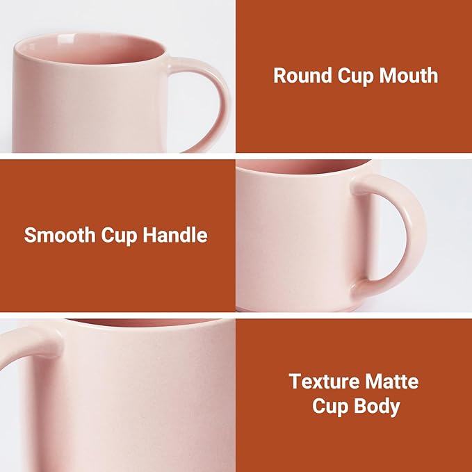 Ceramic Coffee Mugs, 16 oz Big Size for Oatmeal, Bosmarlin Matte Blue, Birthday Gifts, Dishwasher & Microwave Safe, Daily Office and Home Use