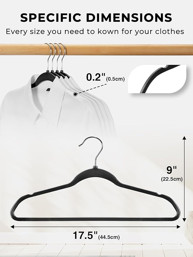 SMARTOR Plastic Hangers 50 Pack, Heavy Duty Plastic Hangers for Clothes - Non-Velvet Slim Hangers with 360° Swivel Hook & Clothes Thin Hanger - Durable Coat Hangars, Space Saving Hanger - Black