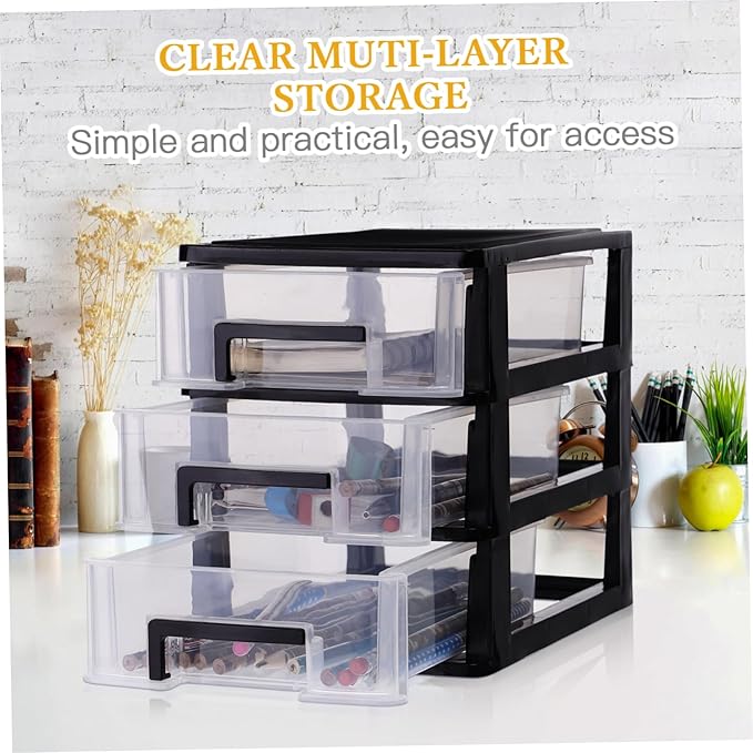 Clear Desktop Drawer Storage Organizer Rack Three-layer Transparent Cabinet for Efficient Space Management for Makeup Office Supplies and Home Organization