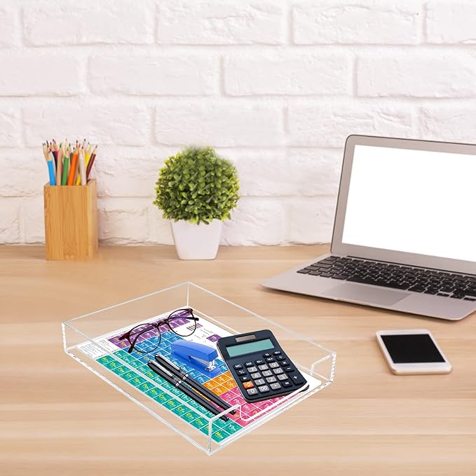 Tasybox Acrylic Letter Paper Organizer, Clear Desk Organizer Tray Stackable Desk Accessories Tray for School Home Office Supplies