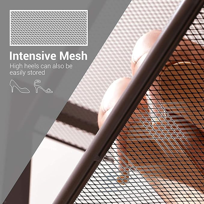 SONGMICS Shoe Rack, 8-Tier Shoe Organizer, Metal Rack for Garage, Set of 2, 4-Tier Stackable Shelf, with Adjustable Flat or Angled Shelves, 32-40 Pairs, Bronze ULMR08A