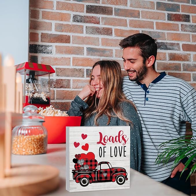 Loads of Love Valentines Decor for Home Valentine Theme Decorations Valentines Day Table Decor Anniversary Wedding Gifts Valentine Gifts for Couple 5 x 5 inches