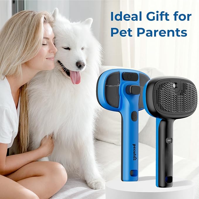 Pecute Self-Cleaning Pet Steam Brush Blue