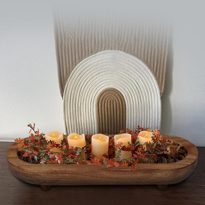 Rustic Handcrafted Wooden Dough Bowl for Decor - Wooden Bowls Decorative, Organic Modern Style, Decor Bowl, Centerpiece Bowl Four Legged Base Artisan Crafted Dough Bowl for Stylish Home Kitchen Decor