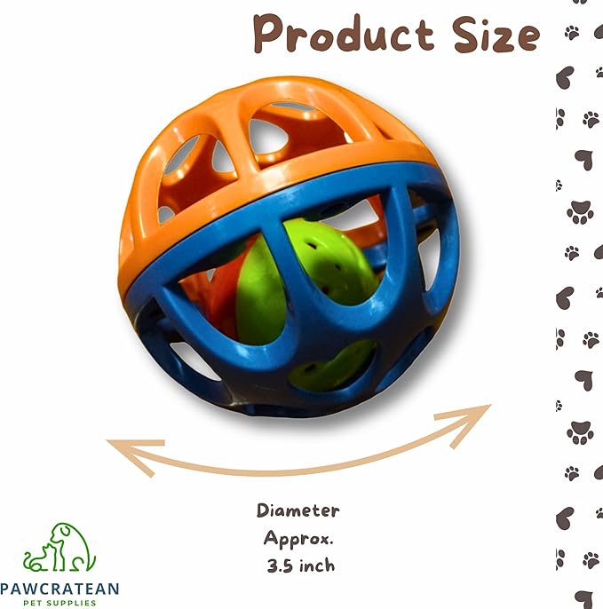 Large Cat Ball Toy with Bell - Durable, Self-Entertainment, Colorful Indoor Exercise (Yellow & Purple) (Blue & Red)