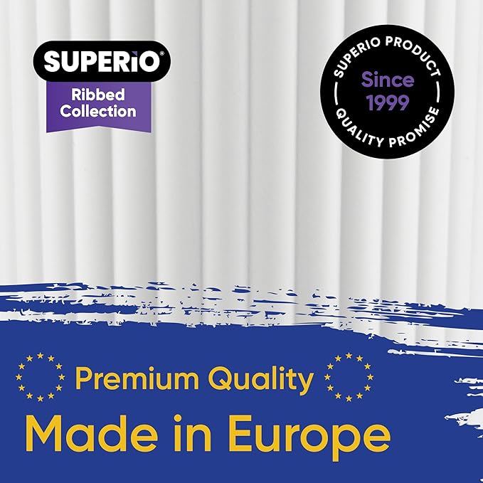 Superio Ribbed Collection - Decorative Plastic Laundry Basket & Laundry Hamper with Lid and Cut-Out Handles, White (Set of 2) Organzier for Bedroom Bathroom College Dorm Room