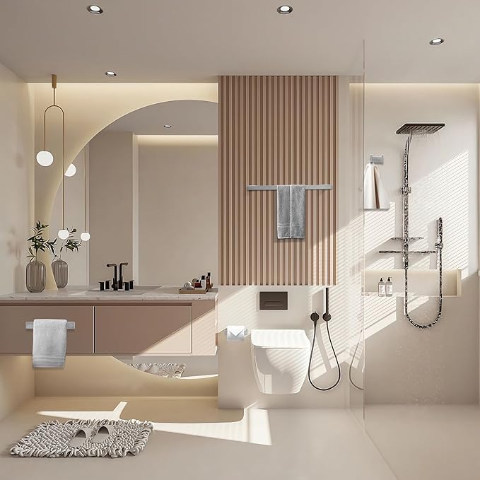 Fapully 8 Piece Bathroom Accessories Set Stainless Steel,Bathroom Hardware Set Brushed Nickel Wall Mounted