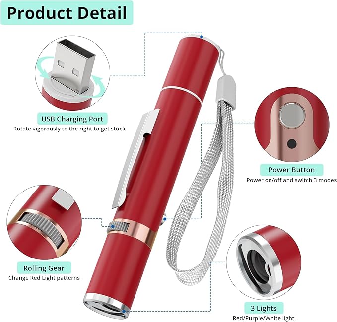 TBTeek Cat Toys, with Metal Case, 2 Pieces, Rechargeable, 7 Adjustable Patterns, Interactive Kitten Pet Dog Chase Toy for Cats Fun Playing Exercise(Red)