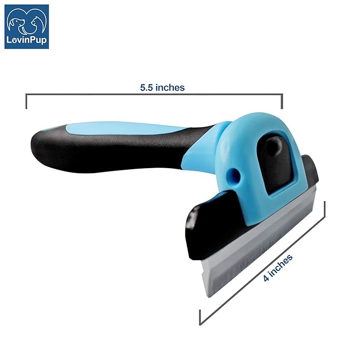 Dog Grooming Brush, Professional Grooming Tool for Dogs, Deshedding Brush, Removes Tangles, Knots, Dead or Loose Hair, Removable Stainless Steel Comb, with Comfort Grip Handle