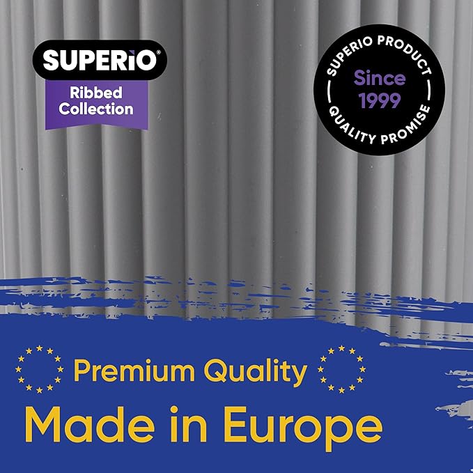 Superio Ribbed Collection - Decorative Plastic Laundry Basket with Cut-Out Handles, Grey (2 Pack) Hamper Organzier for Bedroom Bathroom College Dorm Room 35 Liter