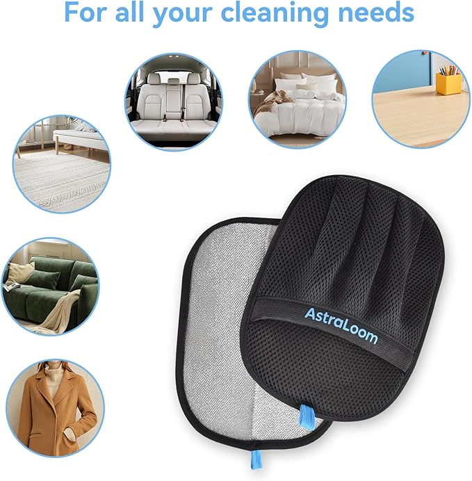 AstraLoom Pet Hair Removal Glove for Cats & Dogs,Reusable Electrostatic Pet Hair Remover Tool for Furniture, Carpet, Clothing, Car Seat (2PCS)