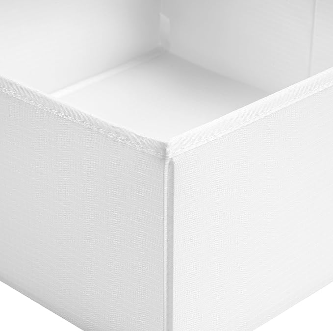 TYEERS Drawer Organizers, Durable Fabric, Washable, with Base Support Boards, Small Storage Boxes for Bathroom, Closet, Dresser, Set of 12, White