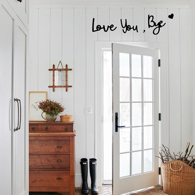Wooden Love You Bye Sign Home Decor - Boho Farmhouse Wall Art Decor for Stylish Living Room, Hallway Entryway, Wall Decor Door Sign Gift for Your Family Lovers