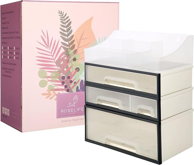 Medicine & Makeup Organizer, Cosmetic & Kitchen Spice Storage - 4 Drawer, 5 Slot Transparent Desktop Stationery Organizer