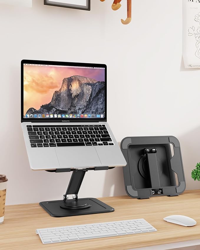 NTMY Adjustable Laptop Stand for Desk,360 Rotating Laptop Stand,Foldable Laptop Stand,Computer Stand for Laptop,MacBook Pro Stand,Metal Laptop Stand,Fits for All 10-16" Laptops-Black