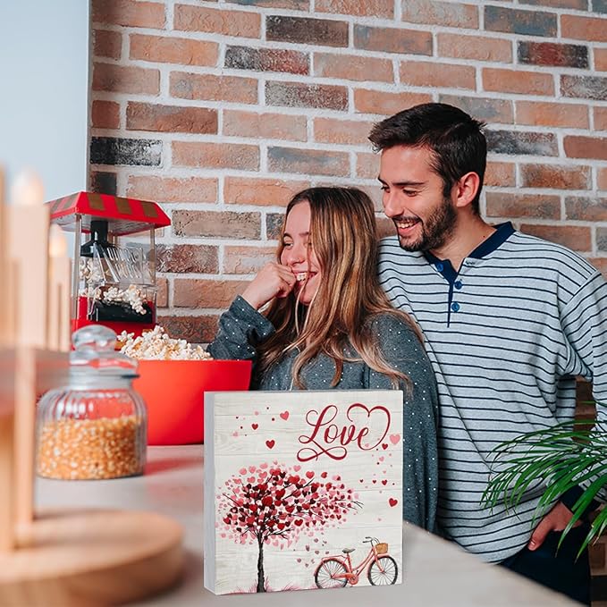 Valentines Day Decoration Valentine Theme Decor Valentines Day Home Decor Valentine Day Anniversary Wedding Gifts for Couple Women Men Valentines Day Signs 5 x 5 inches