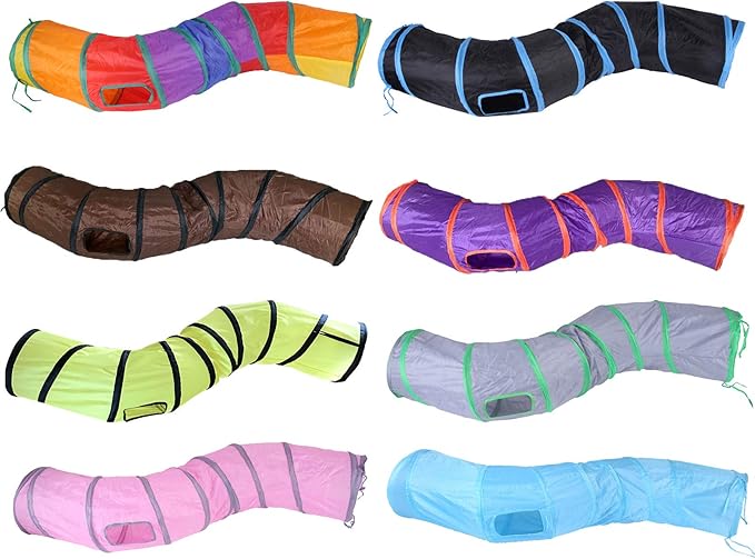 Cat Tunnel for Indoor Cats Interactive, Rabbit Tunnel Toys, Pet Toys Play Tunnels for Cats Kittens Rabbits Puppies Crinkle Pop Up Rainbow 47" Shape S