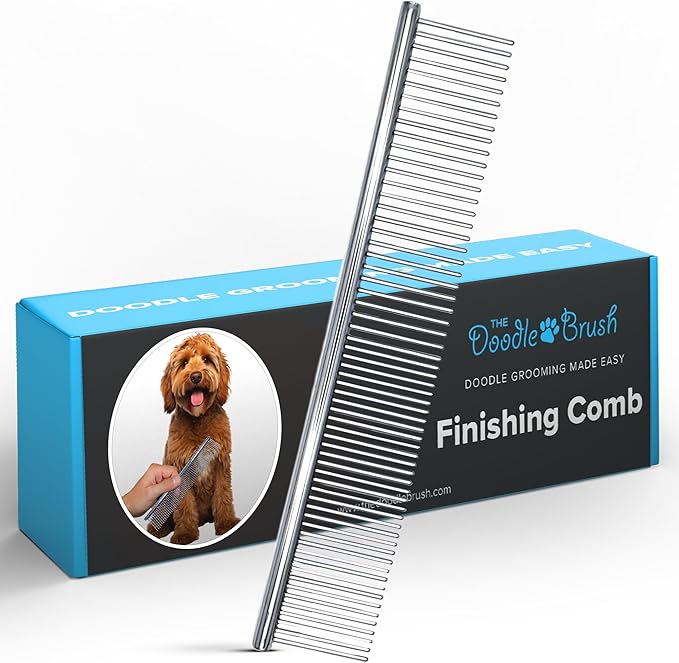 Dog Combs for Grooming Matting, Finishing Metal Comb For Dogs, Large Stainless Steel Doodle Dog Grooming Combs, Tackles Mat & Tangles for Poodles, Labradoodle, Cockapoo Pet Comb