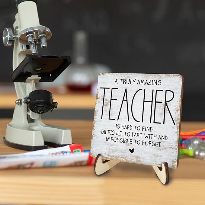 Decorative Desk Decor Motivational Teacher Gift Positive Thank You Gifts Teacher Appreciation Gifts Plaque with Wooden Stand Inspirational Wood Sign for Coach Teacher Coworker Home Office Table Shelf