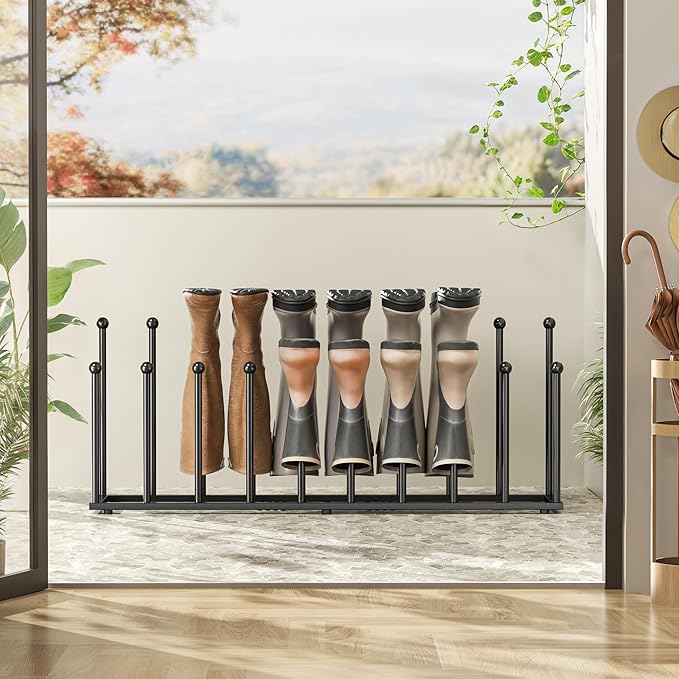 pickpiff Free Standing Shoe Racks - Black Metal Boot Rack Organizer Tall Boots for Dorm Room, Closet, Entryway, Bedroom, Patio Outdoor, Hallway, Black, Shoe Storage Fit for 10 Pairs