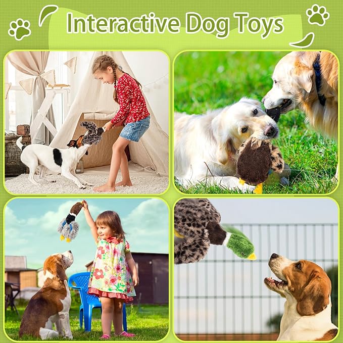 2-Pack Stuffing-Free Squeaky Dog Toys for Small & Medium Dogs – Hollow Body Plush Ducks with 6 Total Squeakers | Durable Pet Toys for Dogs | No Stuffing, for Pet Use Only