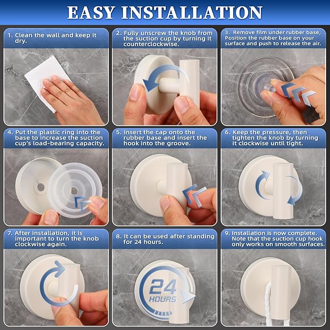 Heavy Duty Reusable Suction Cup Hooks for Shower - No Drill Bathroom/Glass/Mirror/Tiles & Metal Surfaces,and Smooth Non-Porous Surfaces for Towels, Robes, Loofahs (2, Milk White)