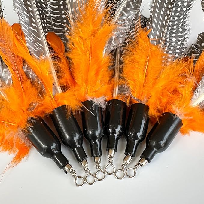 Cat Feather Toys Refill, 6 Pieces Cat Wand Attachments Da Bird Feathers Toy for Indoor Cats
