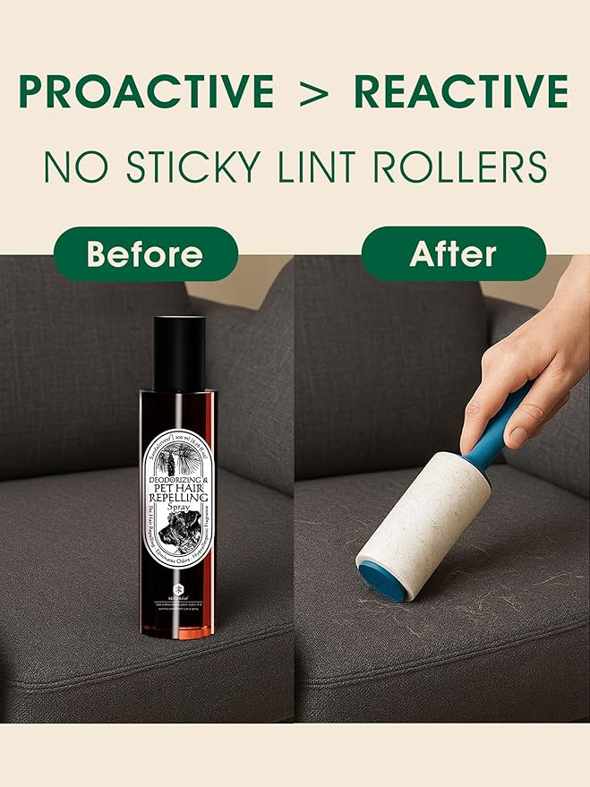 4-in-1 Pet Hair Remover & Odor Neutralizer Spray, Anti Static Wrinkle Release, Plant Based Enzymes, Safe for Pets, Fabrics & Furniture, Refresh Pine Nut Scent, 13.52 fl oz, 2 Full Size Pack