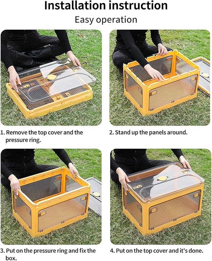 3 PACK Stackable Storage Bins, 50 Liters Closet Organizers with 3 Lids, Wheels, Drawers, Foldable Collapsible Box for Clothes and Camping Out Doors Bins, Mixed Color