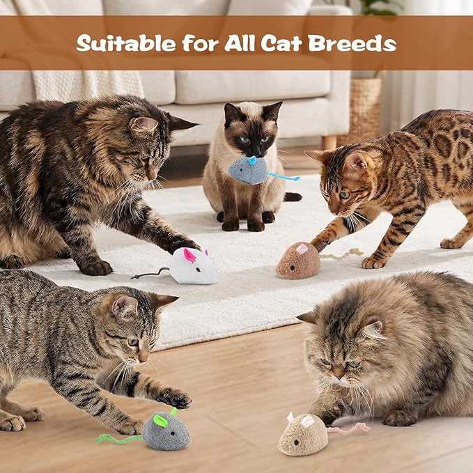 WRW 12PCS 2.36 Inch Cat Mouse Toys, Prefilled Catnip Plush Cat Mice Toys, Realistic Design Interactive Catnip Toys for Indoor Cats Play Fetch(7 Colors)