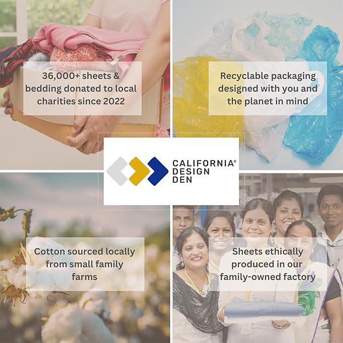 California Design Den Printed Striped Bed Sheets King Size Set - 600 Thread Count, 100% Cotton Sateen, Premium Deep Pocket King Sheet Set - Classic Blue Stripe Print