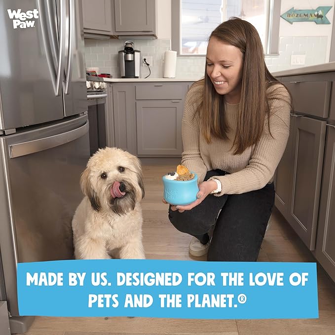 WEST PAW Zogoflex Limited Edition Toppl Treat Dispensing Dog Toy Puzzle β Interactive Chew Toys for Dogs β Dog Toy for Moderate Chewers, Fetch, Catch β Holds Kibble, Treats, Large 4", Periwinkle