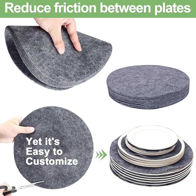 China Storage Containers, 12 Inch Dish Dinner Plate Storage Containers, Hard Shell Quilted Dinnerware Storage Box Case with Lids and Felt Protectors for Dishes Plates Storage and Moving (Dark Grey)